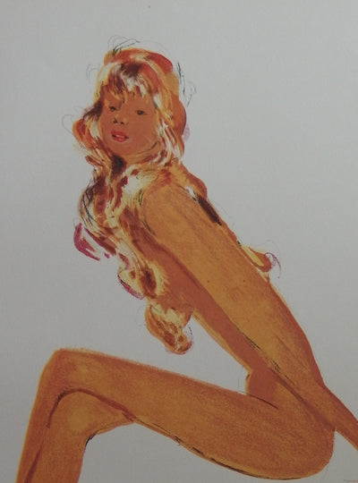 Jean-Gabriel DOMERGUE : Beauté de Monaco (Sylvie la manucure), Lithographie originale (photo de détail 3) - Crédit photo : Galerie Art.Paris