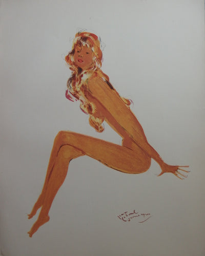 Jean-Gabriel DOMERGUE : Beauté de Monaco (Sylvie la manucure), Lithographie originale (vue générale) - Crédit photo : Galerie Art.Paris