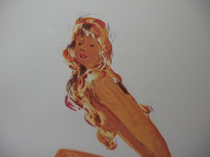 Jean-Gabriel DOMERGUE : Beauté de Monaco (Sylvie la manucure), Lithographie originale (photo de détail 4) - Crédit photo : Galerie Art.Paris