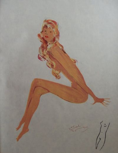 Jean-Gabriel DOMERGUE : Beauté de Monaco (Sylvie la manucure), Lithographie originale (vue générale) - Crédit photo : Galerie Art.Paris