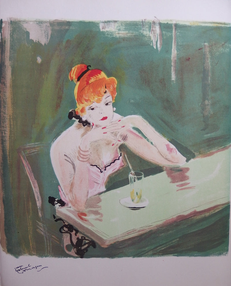 Jean-Gabriel DOMERGUE : Une parisienne attablée (Mauricette, Rue Caumartin), Lithographie originale (vue générale) - Crédit photo : Galerie Art.Paris