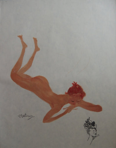 Jean-Gabriel DOMERGUE : Charmant songe (L'enlèvement de Sabine), Lithographie originale (vue générale) - Crédit photo : Galerie Art.Paris