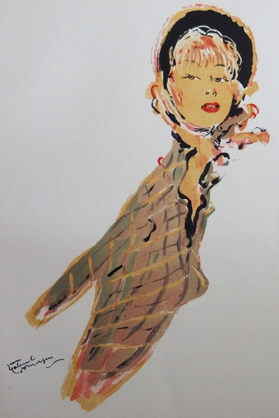 Jean-Gabriel DOMERGUE : La jolie fleuriste (Guillaumette, la potière), Lithographie originale (photo de détail 3) - Crédit photo : Galerie Art.Paris
