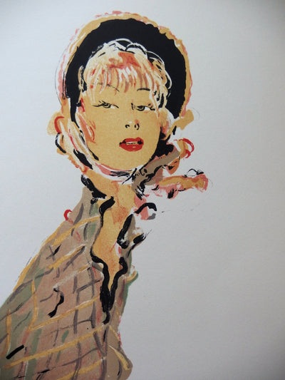 Jean-Gabriel DOMERGUE : La jolie fleuriste (Guillaumette, la potière), Lithographie originale (photo de détail 4) - Crédit photo : Galerie Art.Paris