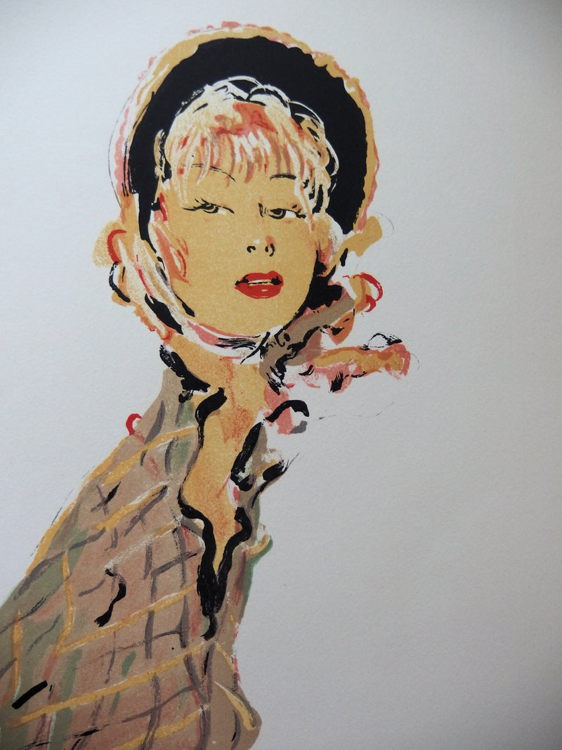 Jean-Gabriel DOMERGUE : La jolie fleuriste (Guillaumette, la potière), Lithographie originale (photo de détail 4) - Crédit photo : Galerie Art.Paris