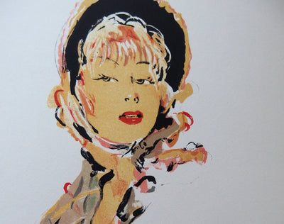 Jean-Gabriel DOMERGUE : La jolie fleuriste (Guillaumette, la potière), Lithographie originale (photo de détail 5) - Crédit photo : Galerie Art.Paris