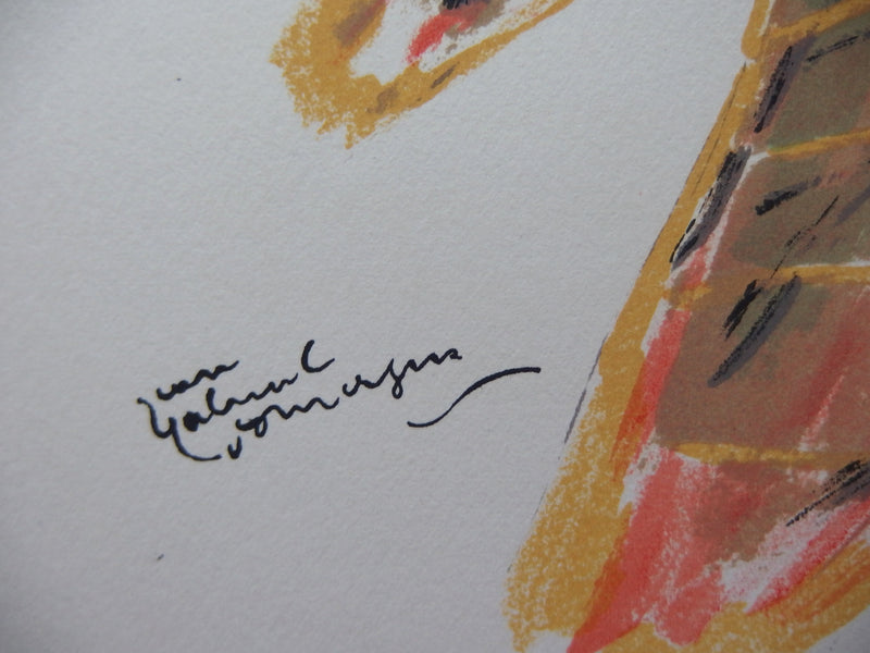 Jean-Gabriel DOMERGUE : La jolie fleuriste (Guillaumette, la potière), Lithographie originale (photo de détail 2) - Crédit photo : Galerie Art.Paris