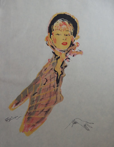 Jean-Gabriel DOMERGUE : La jolie fleuriste (Guillaumette, la potière), Lithographie originale (vue générale) - Crédit photo : Galerie Art.Paris