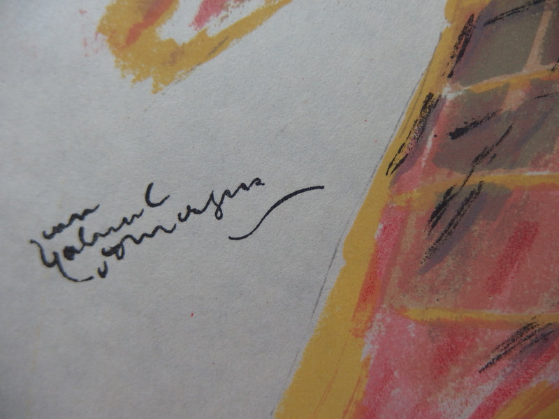 Jean-Gabriel DOMERGUE : La jolie fleuriste (Guillaumette, la potière), Lithographie originale (photo de détail 2) - Crédit photo : Galerie Art.Paris