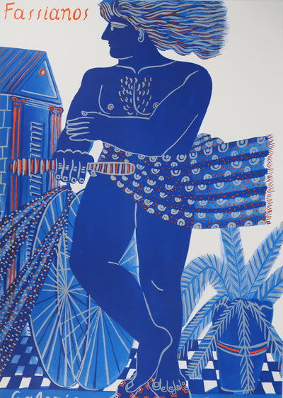 Alekos FASSIANOS : Cycliste dans le vent, Affiche originale (photo de détail 3) - Crédit photo : Galerie Art.Paris