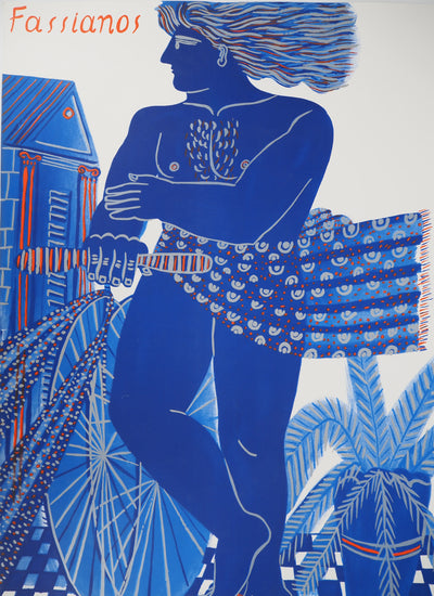 Alekos FASSIANOS : Cycliste dans le vent, Affiche originale (photo de détail 7) - Crédit photo : Galerie Art.Paris