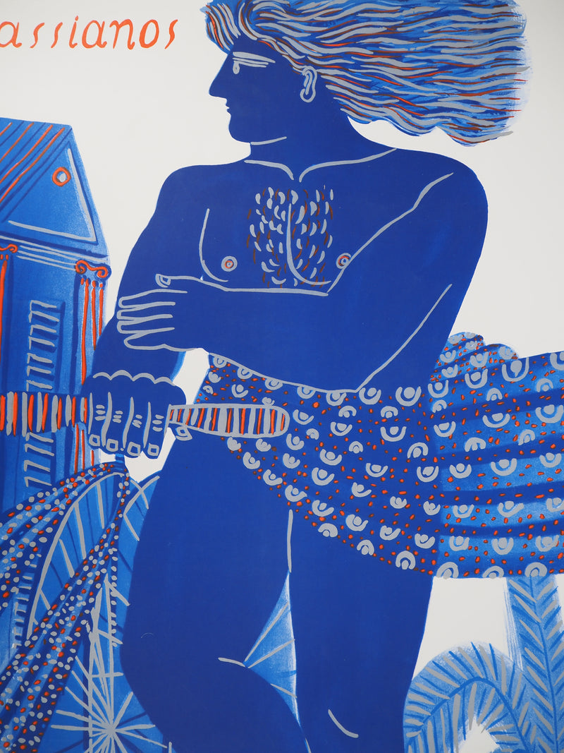 Alekos FASSIANOS : Cycliste dans le vent, Affiche originale (photo de détail 8) - Crédit photo : Galerie Art.Paris