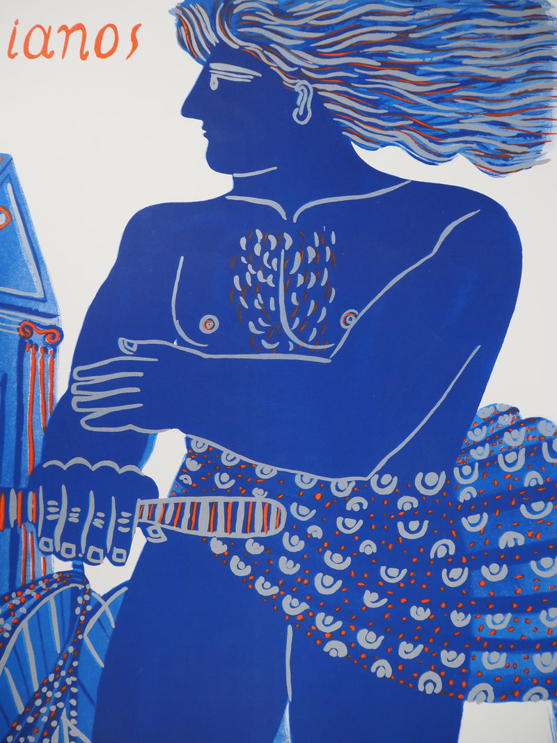 Alekos FASSIANOS : Cycliste dans le vent, Affiche originale (photo de détail 4) - Crédit photo : Galerie Art.Paris