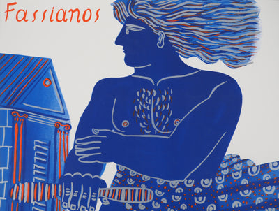 Alekos FASSIANOS : Cycliste dans le vent, Affiche originale (photo de détail 2) - Crédit photo : Galerie Art.Paris