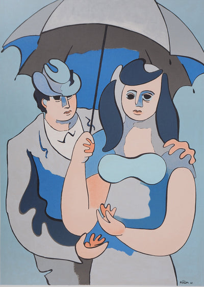 Jean HELION : Couple sous un parapluie, Lithographie originale (photo de détail 3) - Crédit photo : Galerie Art.Paris
