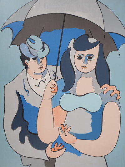 Jean HELION : Couple sous un parapluie, Lithographie originale (photo de détail 4) - Crédit photo : Galerie Art.Paris