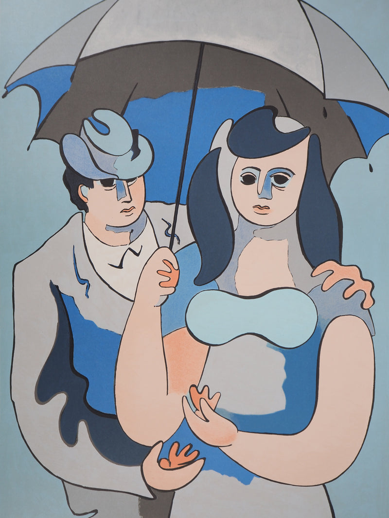 Jean HELION : Couple sous un parapluie, Lithographie originale (photo de détail 4) - Crédit photo : Galerie Art.Paris