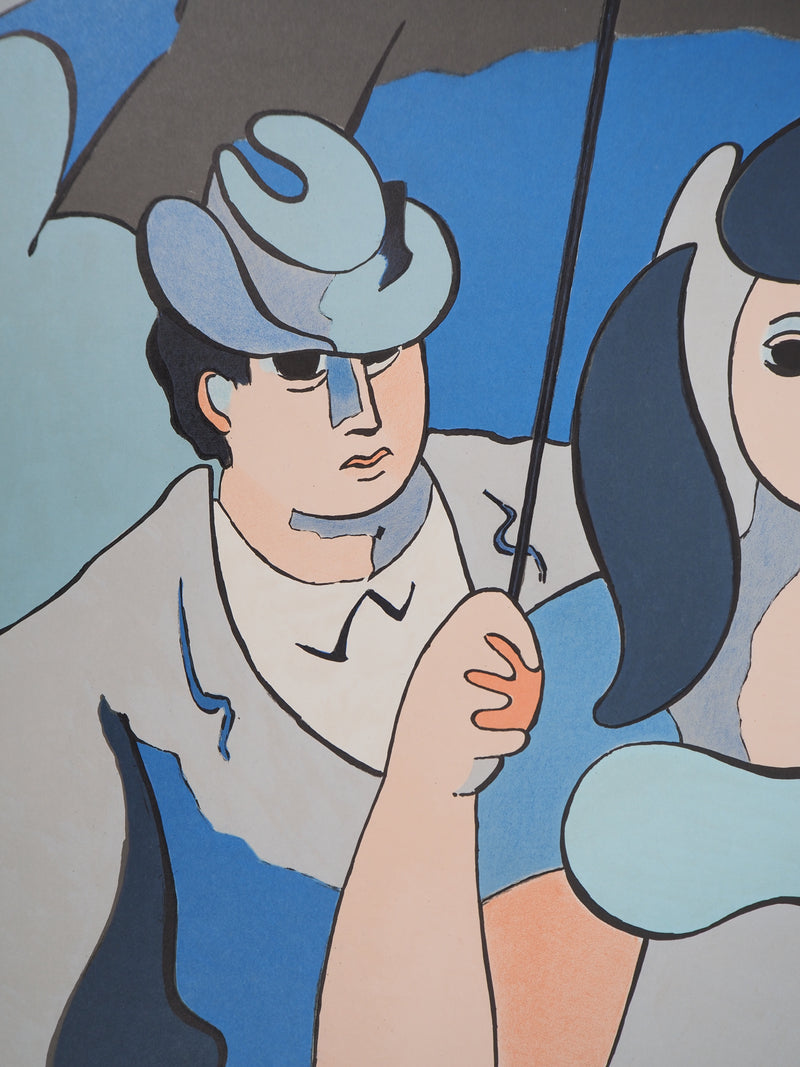 Jean HELION : Couple sous un parapluie, Lithographie originale (photo de détail 5) - Crédit photo : Galerie Art.Paris