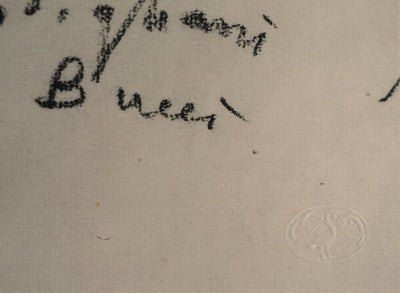 Amedeo MODIGLIANI : Portrait de Mario Buggelli, Lithographie signée