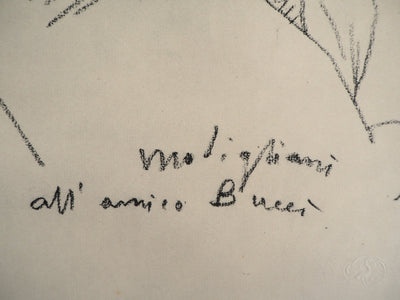 Amedeo MODIGLIANI : Portrait de Mario Buggelli, Lithographie signée