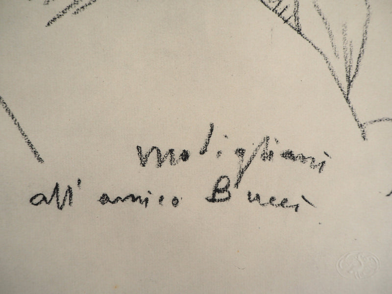 Amedeo MODIGLIANI : Portrait de Mario Buggelli, Lithographie signée