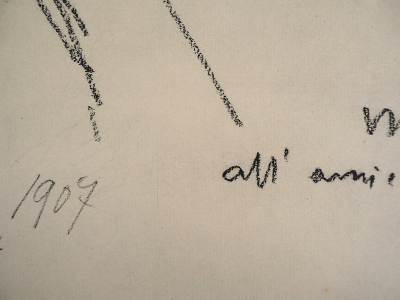 Amedeo MODIGLIANI : Portrait de Mario Buggelli, Lithographie signée