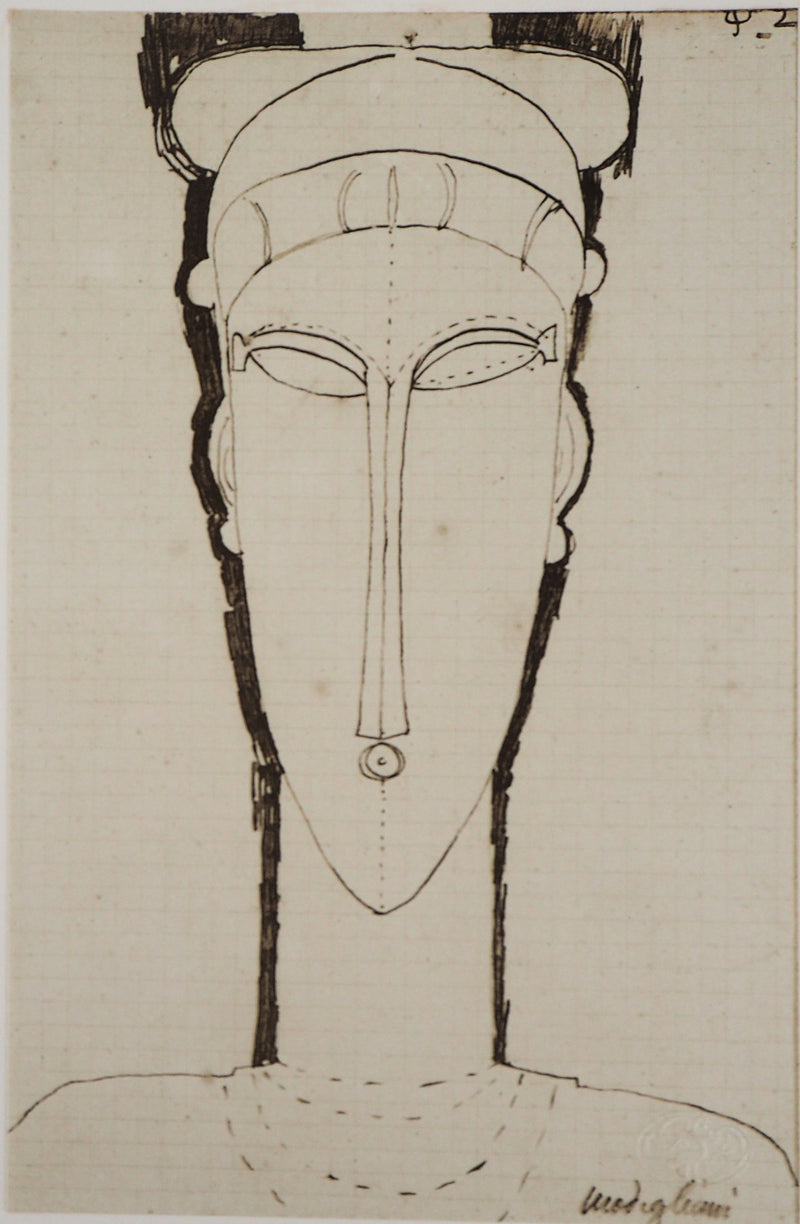 Amedeo MODIGLIANI : Tête de Cariatide, Lithographie signée