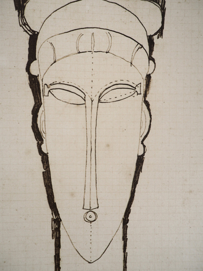 Amedeo MODIGLIANI : Tête de Cariatide, Lithographie signée