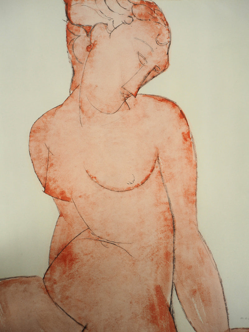 Amedeo MODIGLIANI : Grand nu en rouge, Lithographie signée