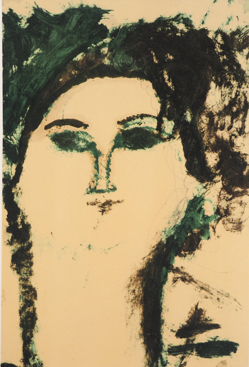 Amedeo MODIGLIANI : Le portrait vert, Lithographie