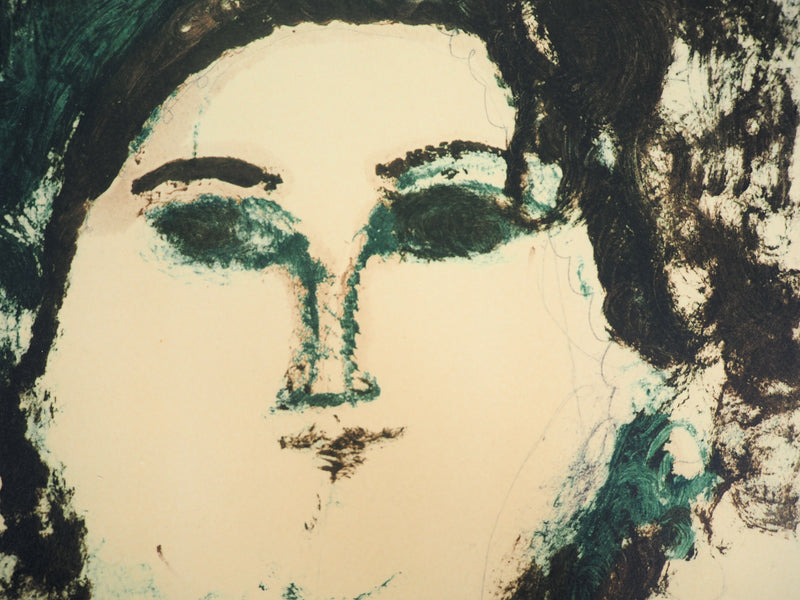 Amedeo MODIGLIANI : Le portrait vert, Lithographie