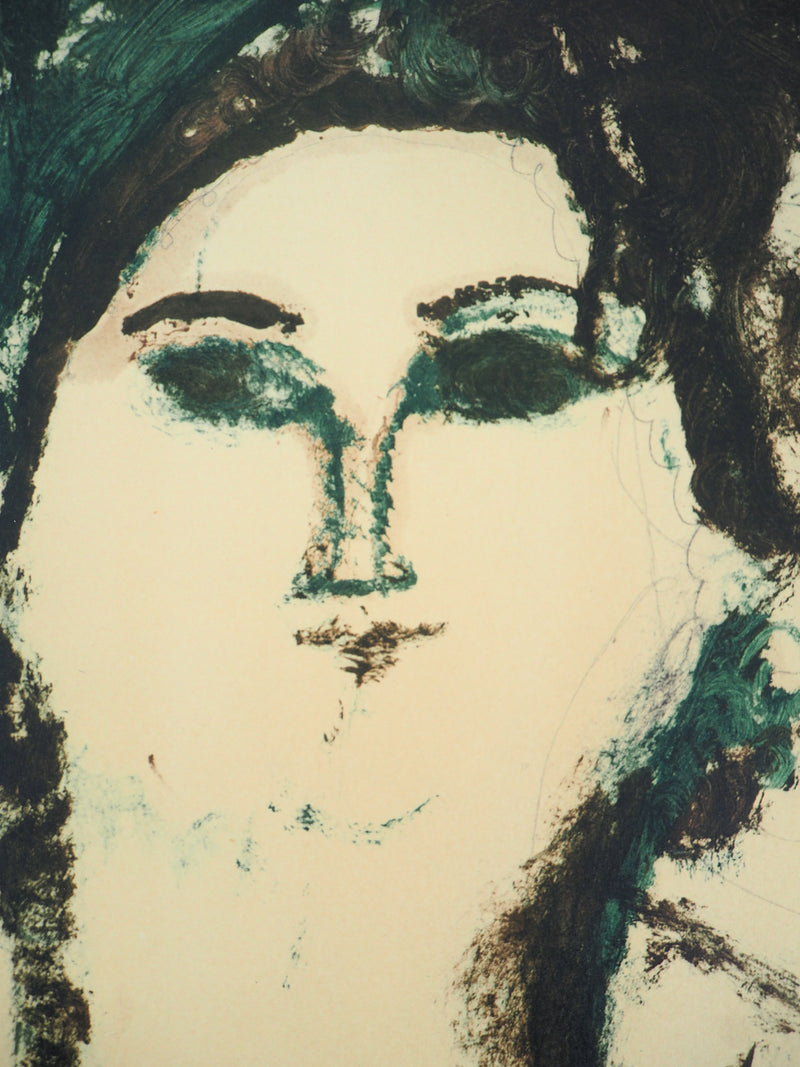 Amedeo MODIGLIANI : Le portrait vert, Lithographie