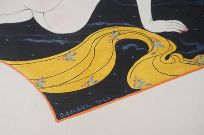 AFFdV Georges Barbier, Jugendstil: Akt mit Kristallkugel, Original Gouache, Signiert