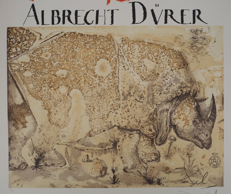 Salvador DALI : Rhinocéros : Hommage à Albrecht Dürer, Affiche originale (photo de détail 3) - Crédit photo : Galerie Art.Paris