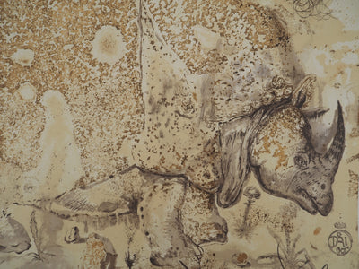 Salvador DALI : Rhinocéros : Hommage à Albrecht Dürer, Affiche originale (photo de détail 7) - Crédit photo : Galerie Art.Paris