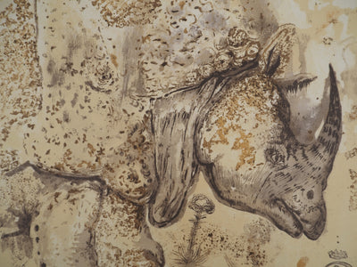 Salvador DALI : Rhinocéros : Hommage à Albrecht Dürer, Affiche originale (photo de détail 5) - Crédit photo : Galerie Art.Paris