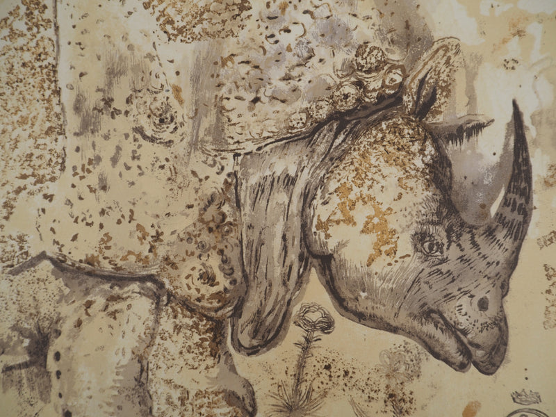 Salvador DALI : Rhinocéros : Hommage à Albrecht Dürer, Affiche originale (photo de détail 5) - Crédit photo : Galerie Art.Paris