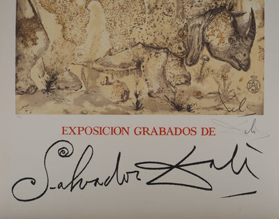 Salvador DALI : Rhinocéros : Hommage à Albrecht Dürer, Affiche originale (photo de détail 6) - Crédit photo : Galerie Art.Paris