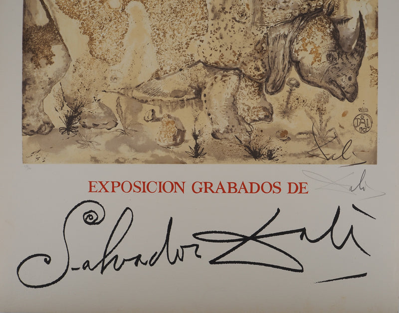 Salvador DALI : Rhinocéros : Hommage à Albrecht Dürer, Affiche originale (photo de détail 6) - Crédit photo : Galerie Art.Paris