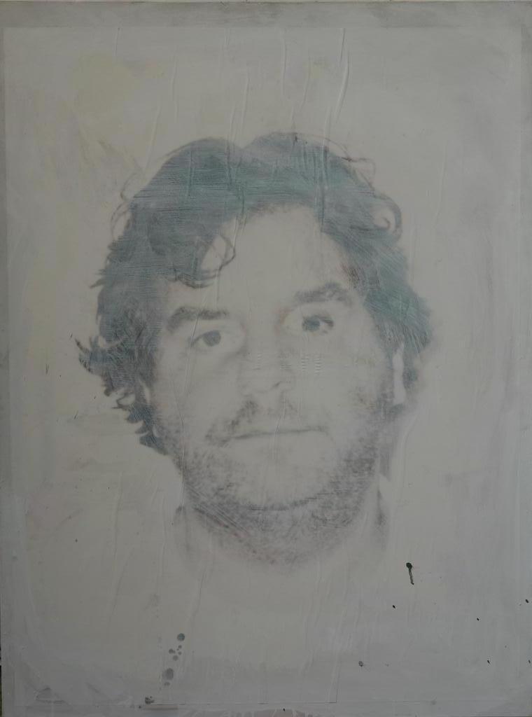 Philippe PASQUA : Autoportrait dans la fumée, Acrylique sur toile signée