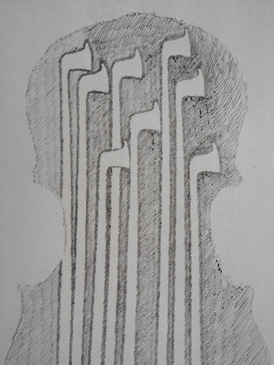 ARMAN : Archets emboités dans un violon, Gravure originale signée