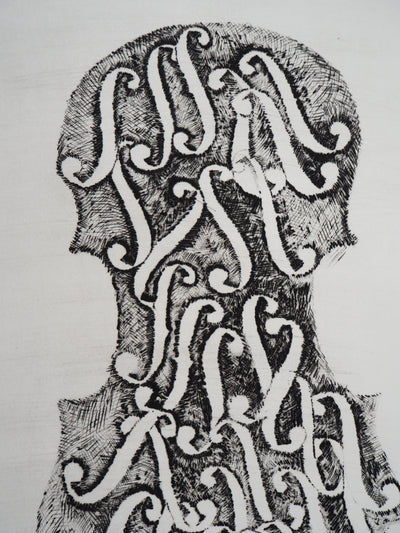 ARMAN : Superposition d'ouïes dans un violon, Gravure originale signée