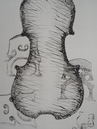 ARMAN : Assemblage de chevalets et violon, Gravure originale signée