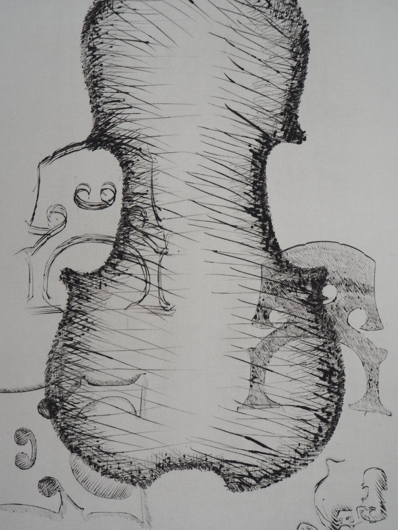 ARMAN : Assemblage de chevalets et violon, Gravure originale signée