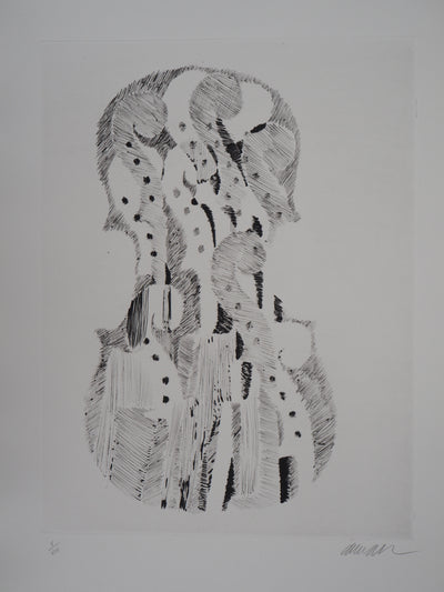 ARMAN : Accumulation de volutes de violons, Gravure originale signée