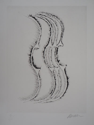 ARMAN : Jeux de quatre violons, Gravure originale signée