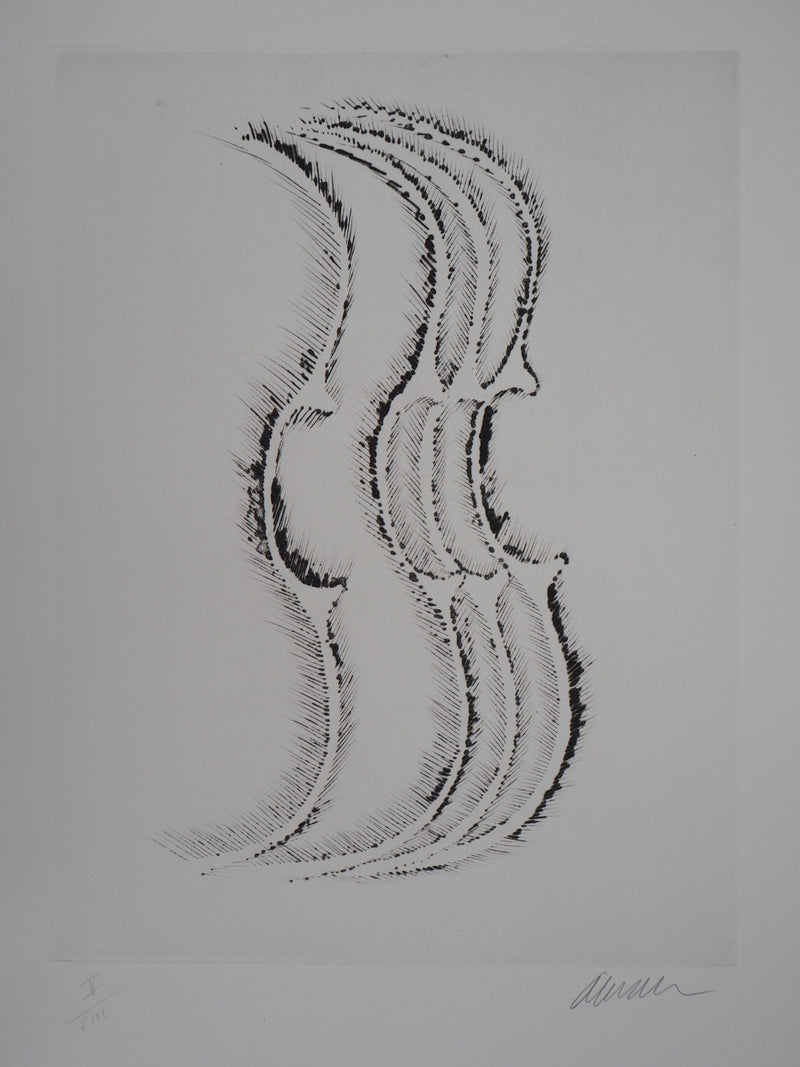 ARMAN : Jeux de quatre violons, Gravure originale signée