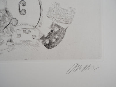 ARMAN : Totem d'éclisses de violon, Gravure originale signée