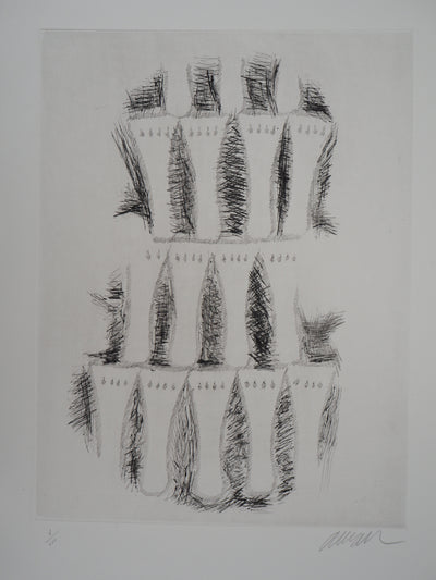 ARMAN : Accumulation de cordiers dans un violon, Gravure originale signée