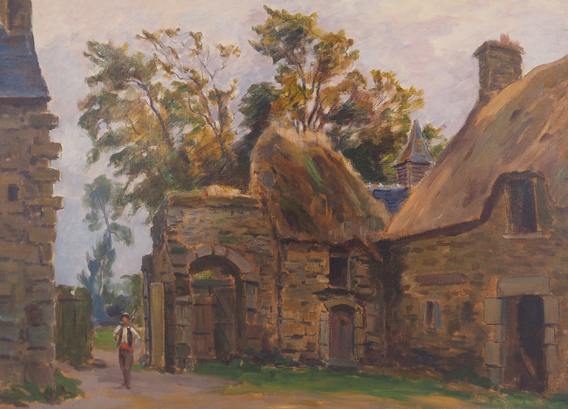 Charles WISLIN : Cour de ferme à Nemours, Huile sur toile signée